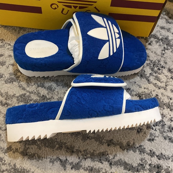 Gucci x Adidas Men Magic Sponge GG Demetria Platform Sandal Oriental Blue Gucci | Shoes | Gucci X Adidas Men Magic Sponge Gg Demetria  main image 2